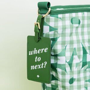 Leather green luggage tag